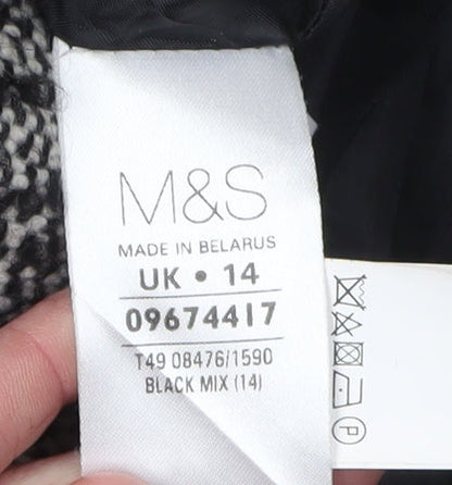 Womens UK Size 14 Marks and Spencer Black Overcoat
