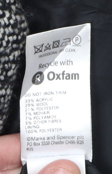 Womens UK Size 14 Marks and Spencer Black Overcoat