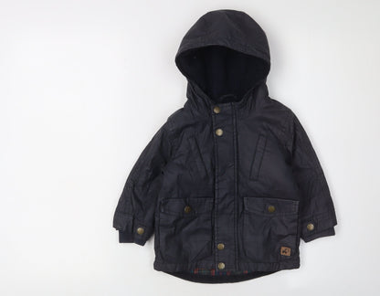 Next Unisex Black Hooded Jacket 12-18 Months