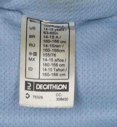 Decathlon Boys Blue Puffer Jacket, Size 14, Hooded Winter Outerwear