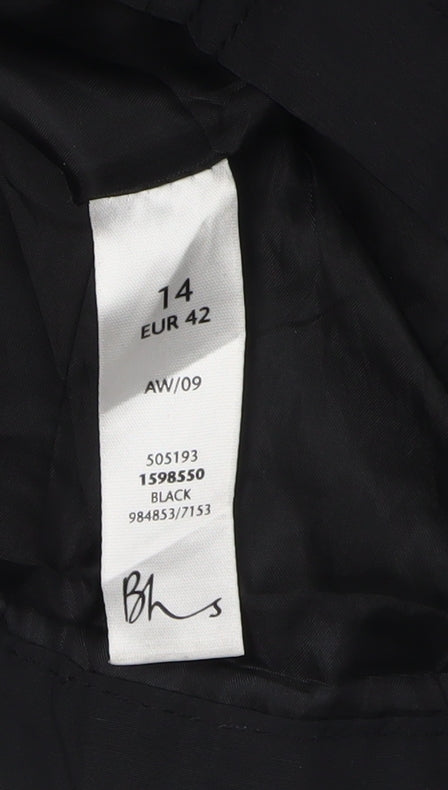 Womens UK Size 14 BHS Black Overcoat