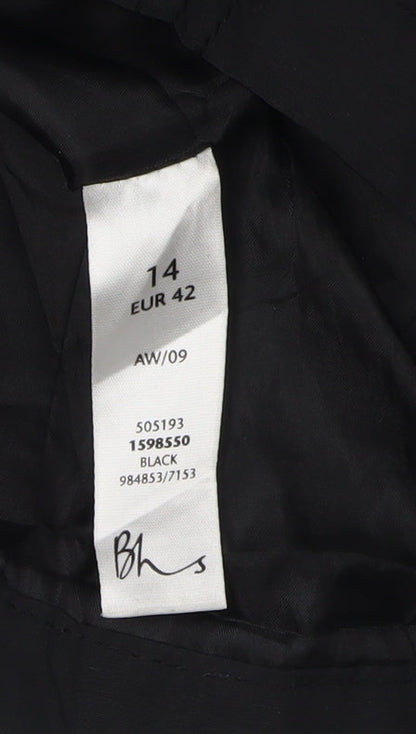 Womens UK Size 14 BHS Black Overcoat