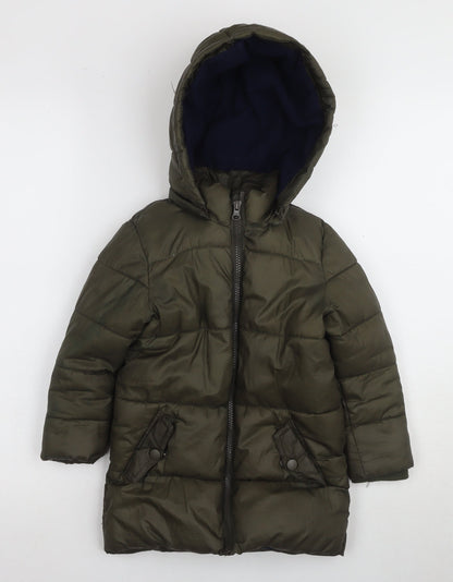 Lily & Dan Girls Green Puffer Jacket 3-4 Years, Winter Hooded