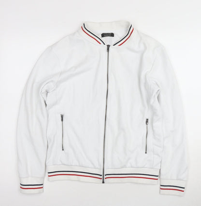 ZARA Men's White Full Zip Hoodie, Size S, Lightweight