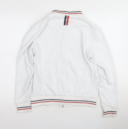 ZARA Men's White Full Zip Hoodie, Size S, Lightweight