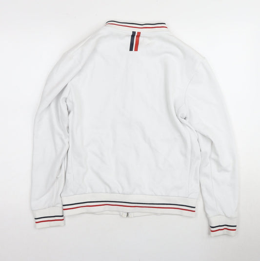 ZARA Men's White Full Zip Hoodie, Size S, Lightweight
