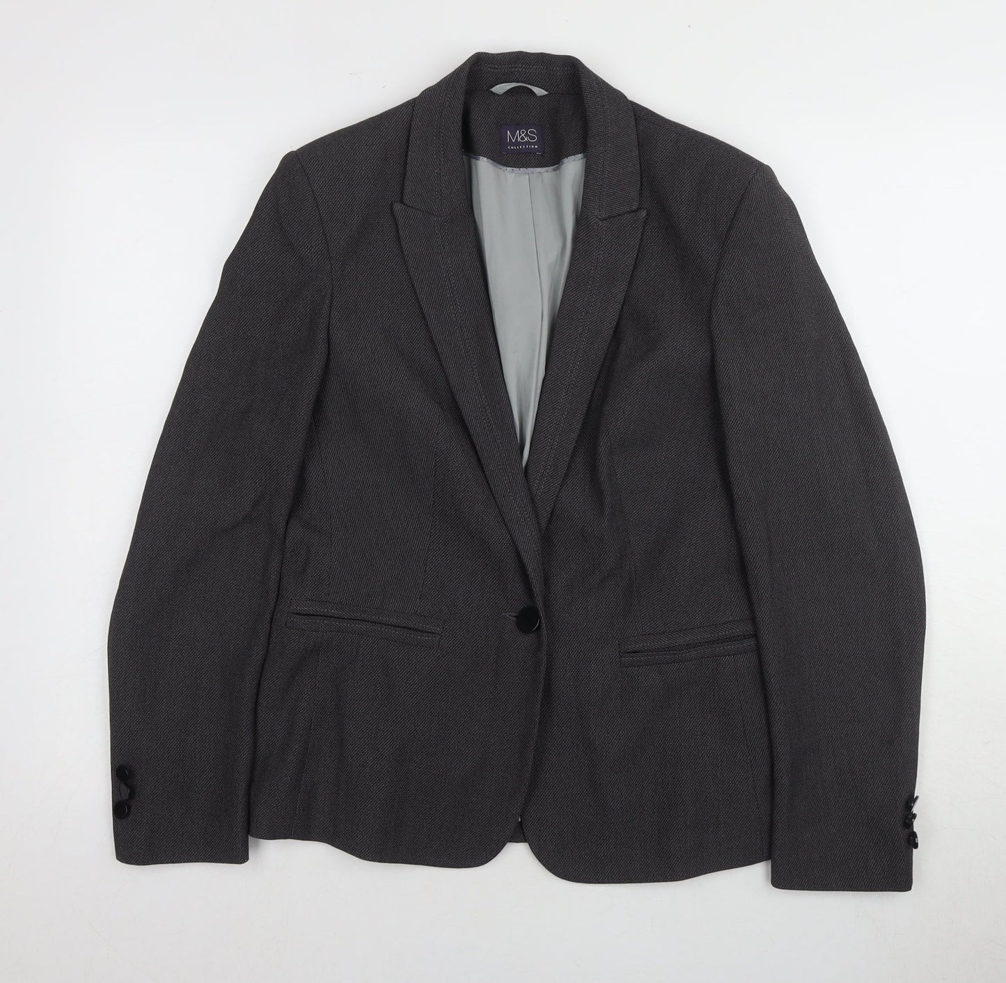 Marks and Spencer Women Grey Blazer Size 10 Regular Fit