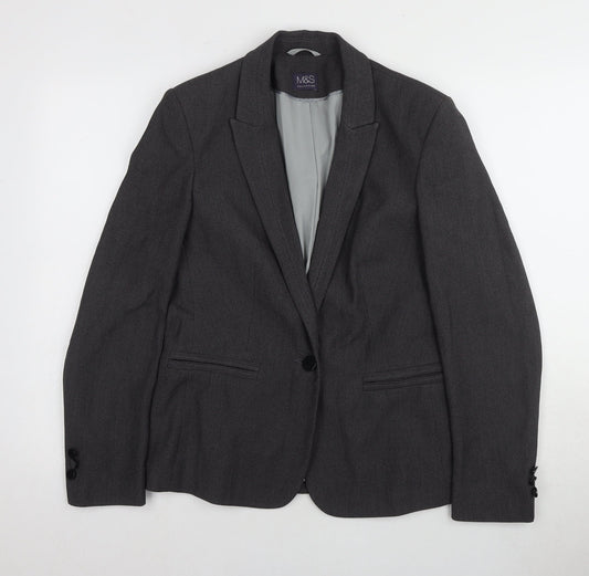 Marks and Spencer Women Grey Blazer Size 10 Regular Fit