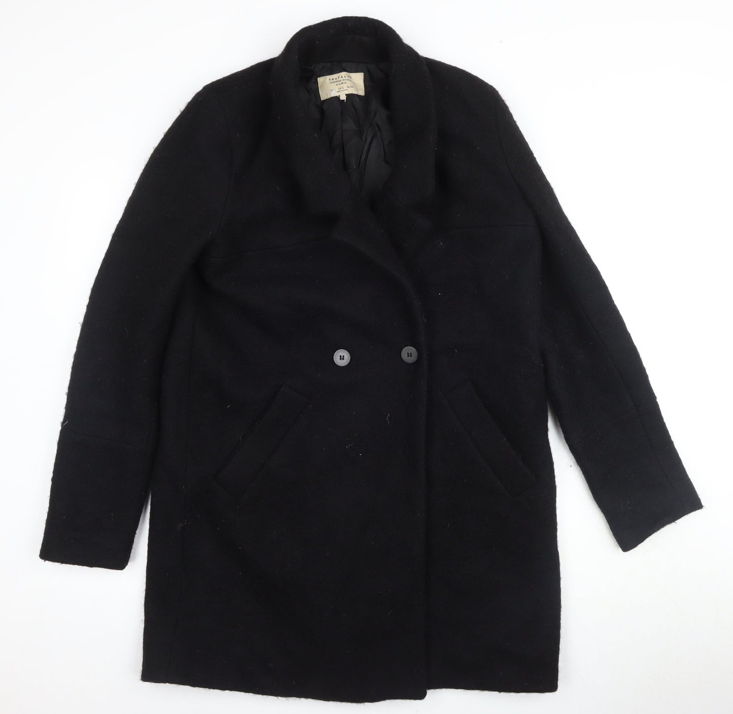 Womens UK Size 2 Zara Black Pea Coat