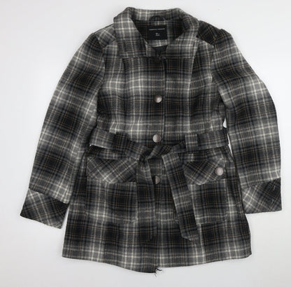 Dorothy Perkins Women's Brown Plaid Pea Coat Size 12