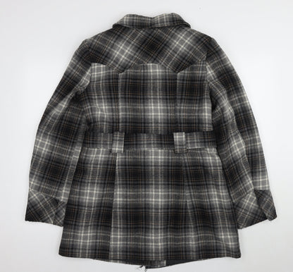 Dorothy Perkins Women's Brown Plaid Pea Coat Size 12