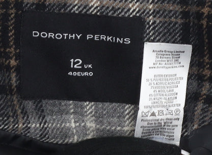 Dorothy Perkins Women's Brown Plaid Pea Coat Size 12