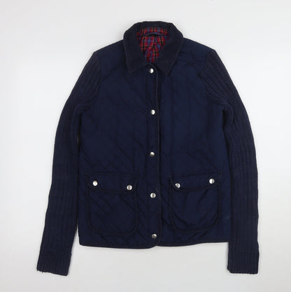 Womens UK Size 10 Topshop Navy Quilted Coat