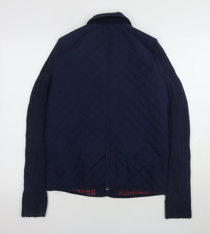 Womens UK Size 10 Topshop Navy Quilted Coat