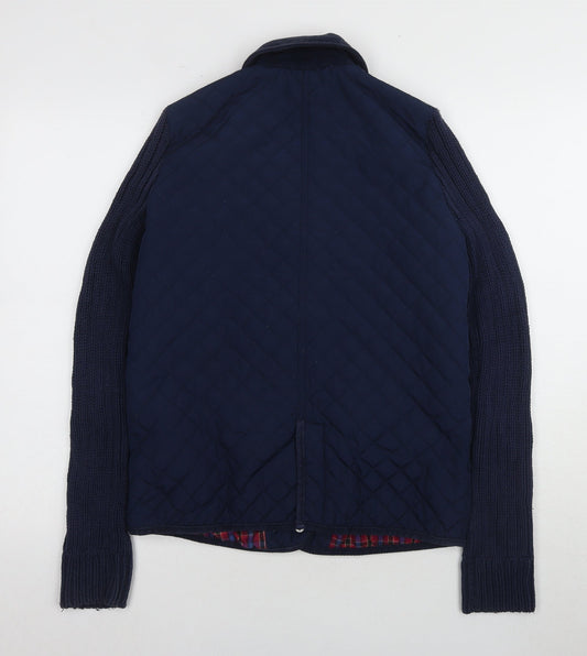 Womens UK Size 10 Topshop Navy Quilted Coat