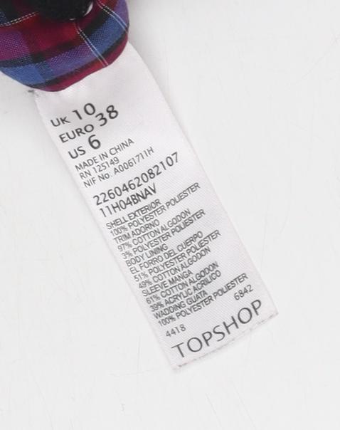 Womens UK Size 10 Topshop Navy Quilted Coat