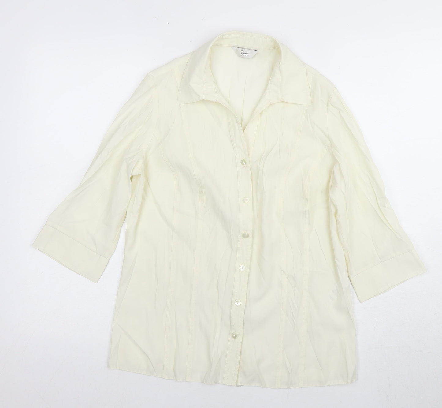 Womens UK Size 14 Per Una Ivory Basic Button-Up