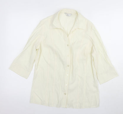 Womens UK Size 14 Per Una Ivory Basic Button-Up