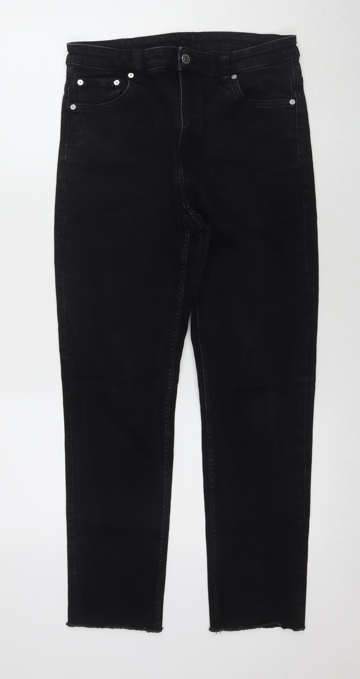 Womens UK Size 10 Weekday Regular Fit Straight Black Jeans