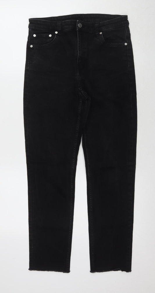 Womens UK Size 10 Weekday Regular Fit Straight Black Jeans
