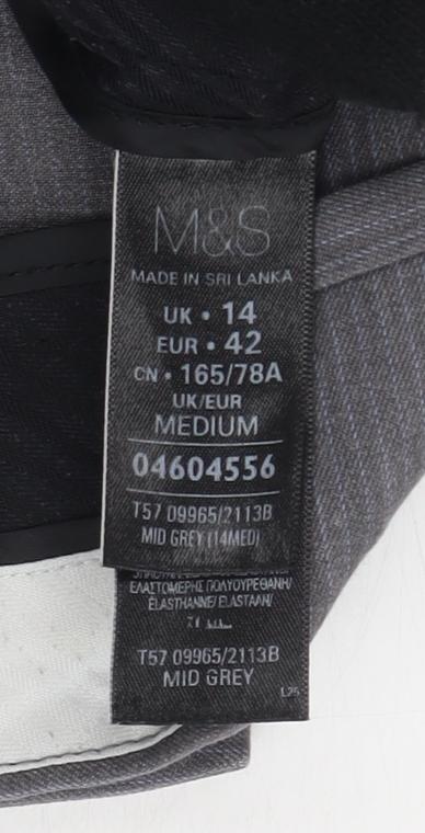Womens UK Size 14 Marks and Spencer Regular Fit Dress Pants Grey Trousers