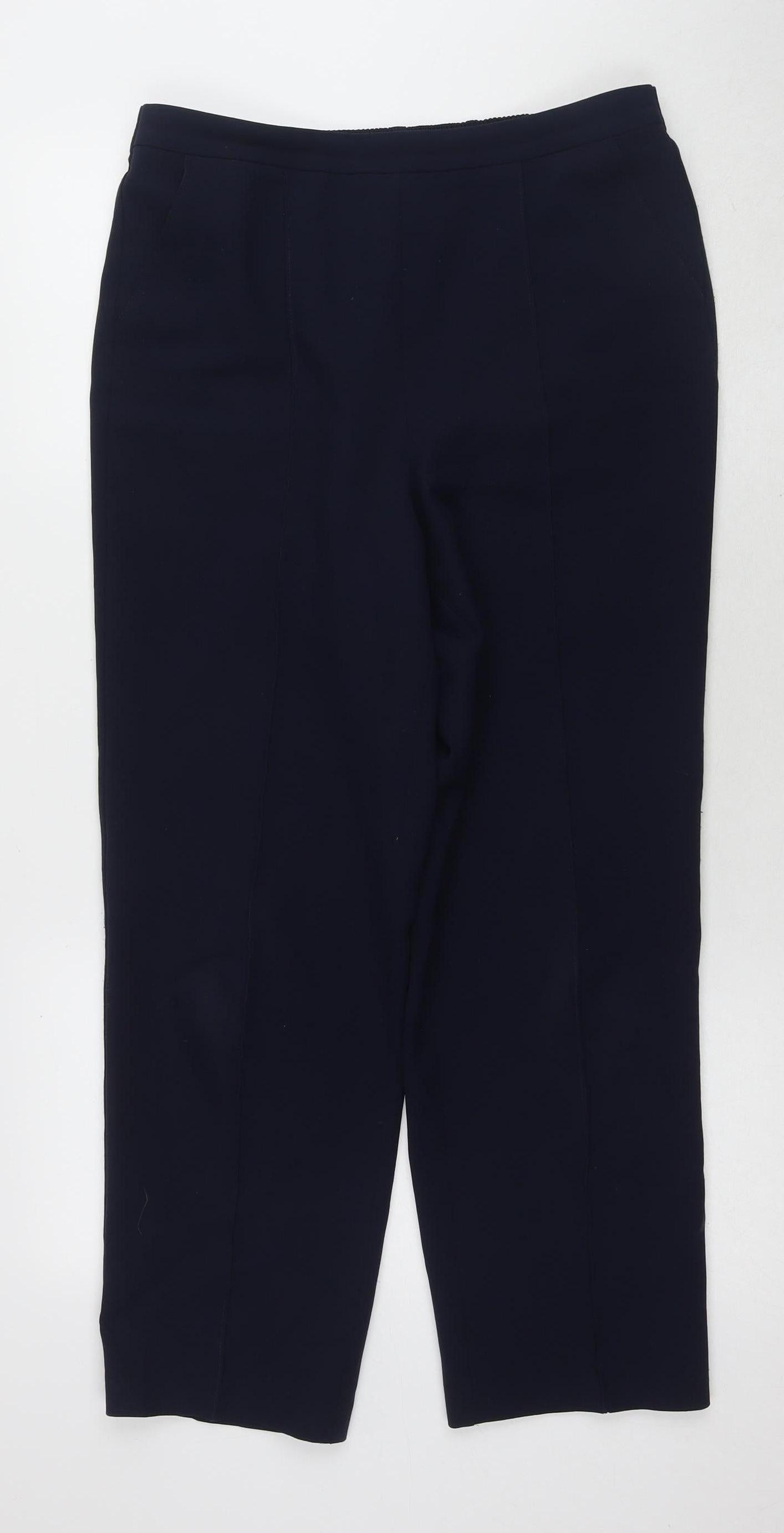 Womens UK Size 12 Isle Regular Fit Straight Blue Trousers