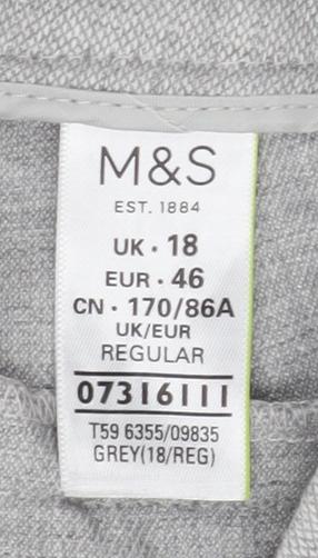 Womens UK Size 18 Marks and Spencer Regular Fit Casual Workwear Grey Trousers