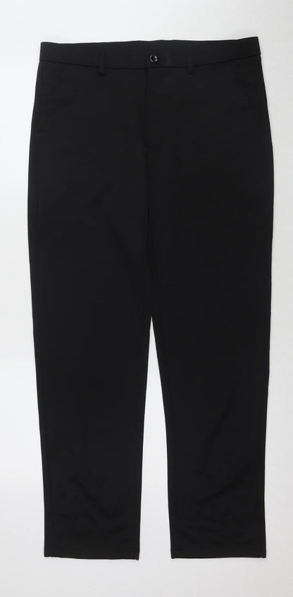 PANTS Men's Black Dress Pants, Size L, Polyester Blend