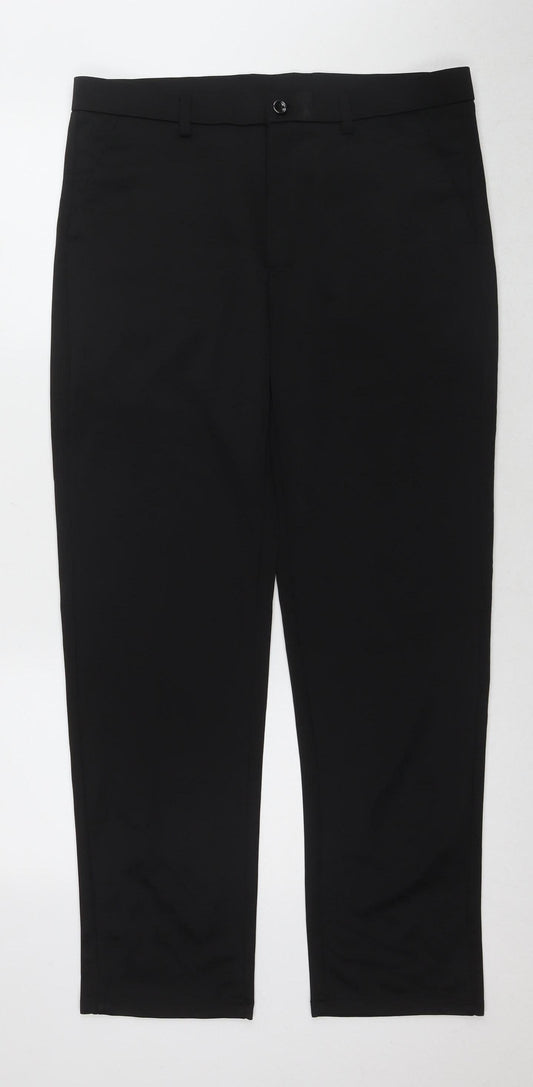 PANTS Men's Black Dress Pants, Size L, Polyester Blend