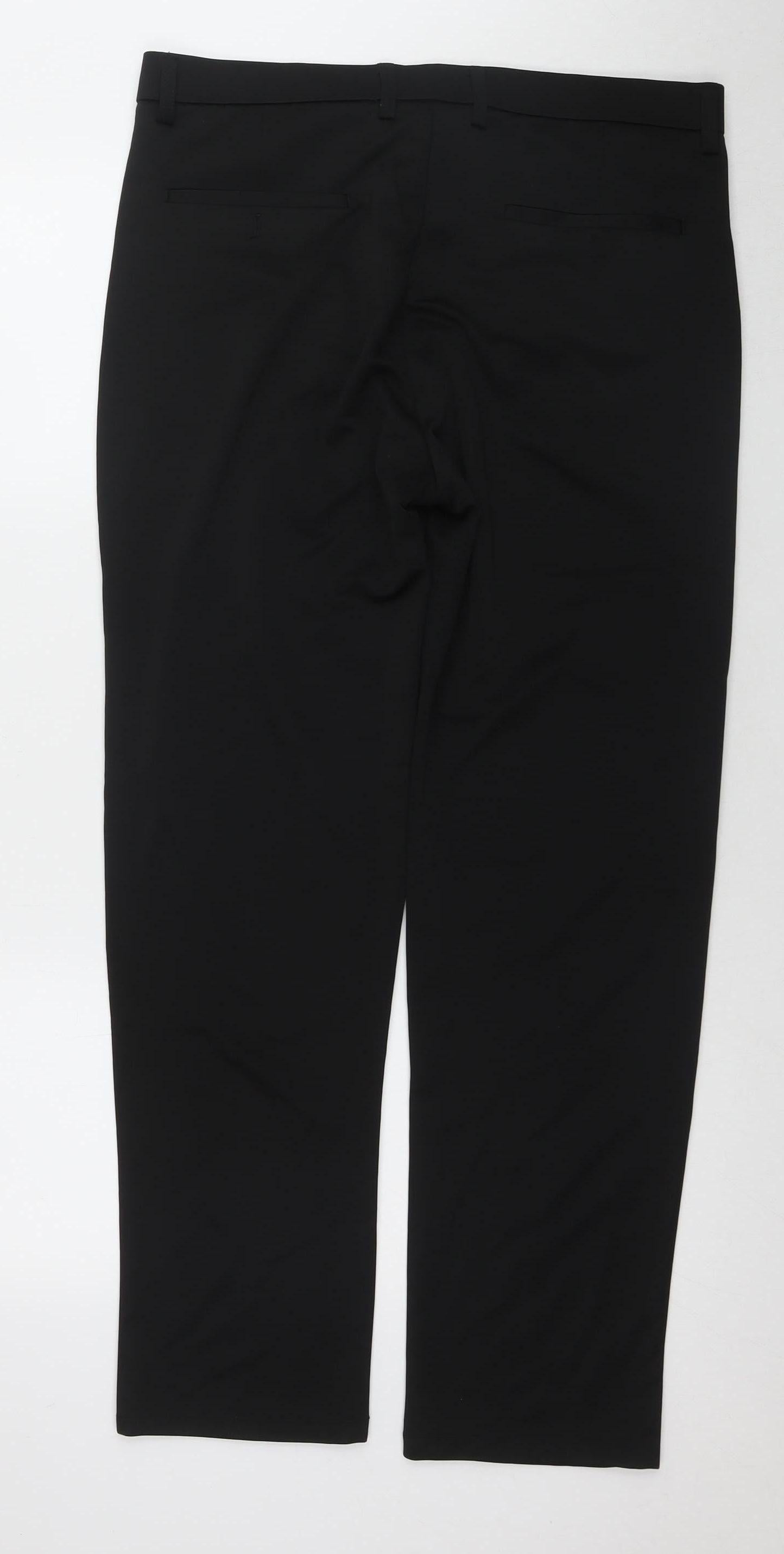 PANTS Men's Black Dress Pants, Size L, Polyester Blend