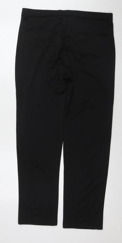 PANTS Men's Black Dress Pants, Size L, Polyester Blend