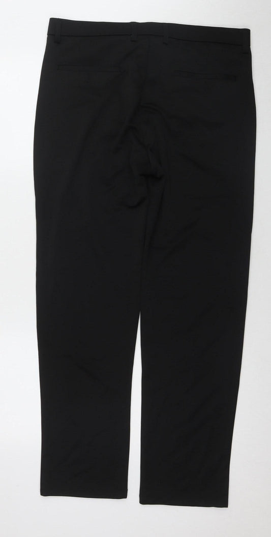 PANTS Men's Black Dress Pants, Size L, Polyester Blend