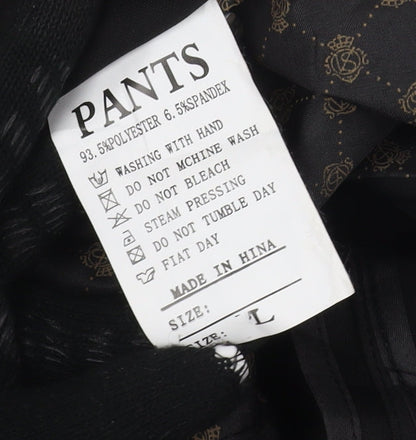 PANTS Men's Black Dress Pants, Size L, Polyester Blend