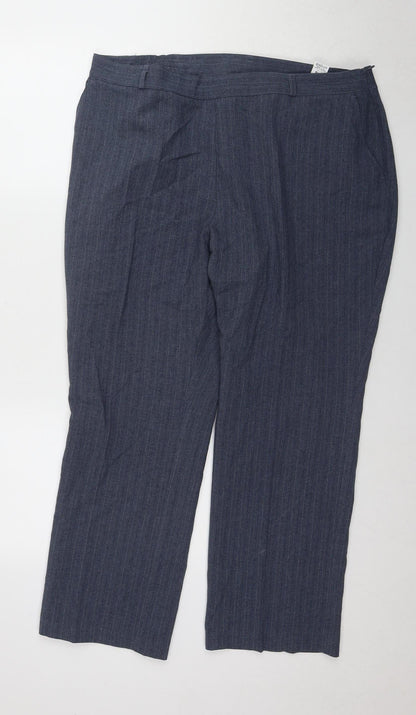Womens UK Size 18 Marks and Spencer Regular Fit Dress Pants Blue Trousers