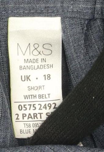 Womens UK Size 18 Marks and Spencer Regular Fit Dress Pants Blue Trousers