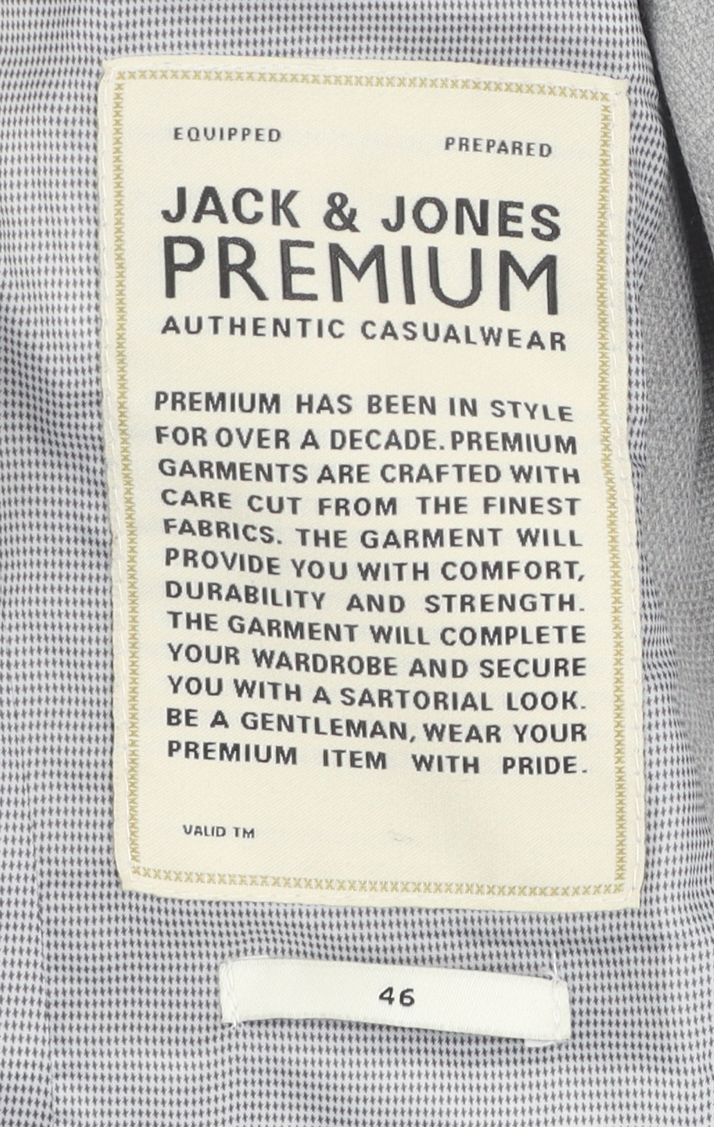 Mens UK Size 46 JACK & JONES Regular Grey Suit Jacket