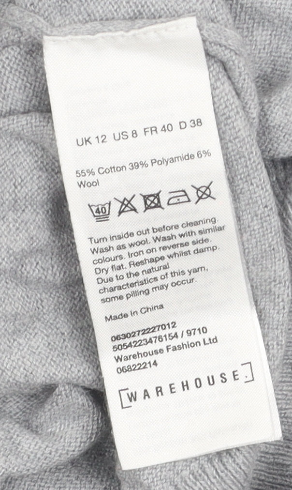Womens UK Size 12 Warehouse Grey Pullover Jumper