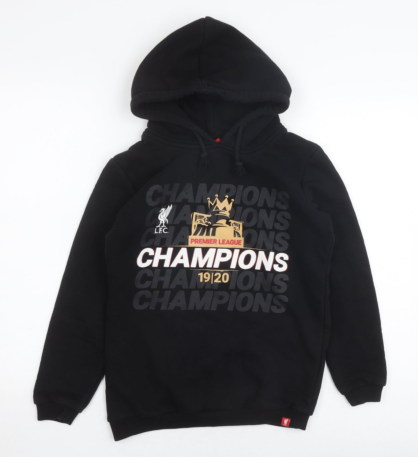 LFC Boys Black Pullover Hoodie 11-12 Years Hooded Graphic Liverpool FC