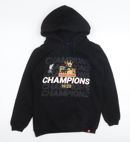 LFC Boys Black Pullover Hoodie 11-12 Years Hooded Graphic Liverpool FC