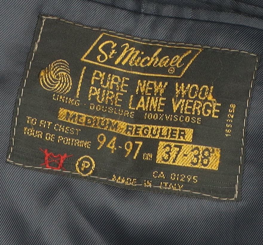 Mens UK Size 37-38 St Michael Regular Black Suit Jacket