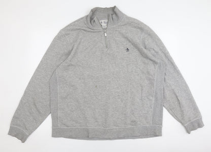 Mens UK Size 2XL Original Penguin Grey 1/2 Zip Sweatshirt