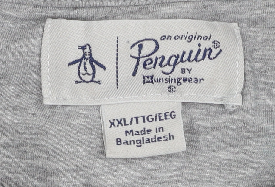 Mens UK Size 2XL Original Penguin Grey 1/2 Zip Sweatshirt
