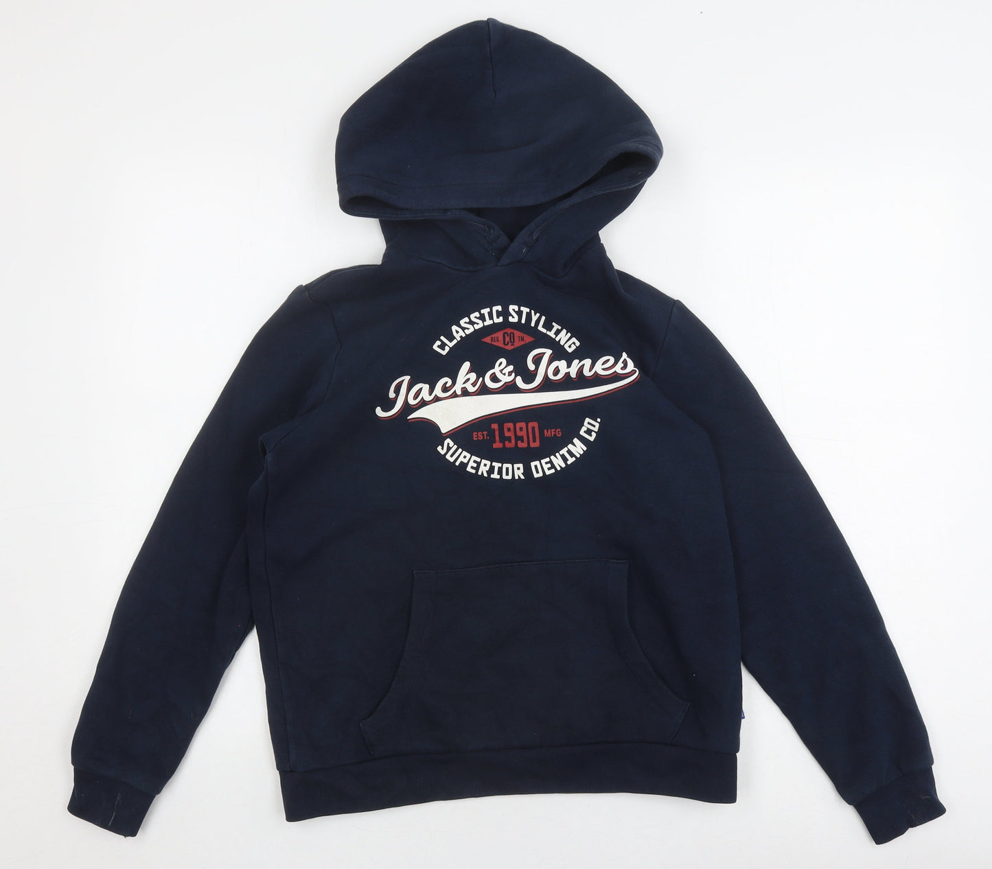 Jack & Jones Boys Blue Hoodie, Size 164, Pullover Style