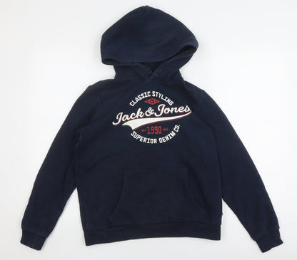 Jack & Jones Boys Blue Hoodie, Size 164, Pullover Style