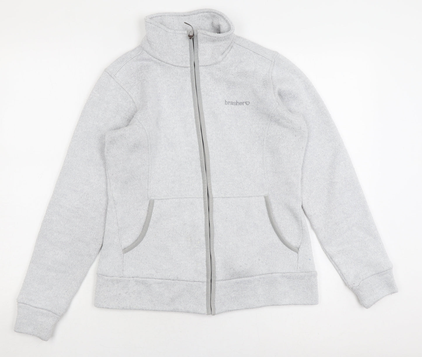 Brasher Women's Grey Mid-Length Fleece Jacket Size 12