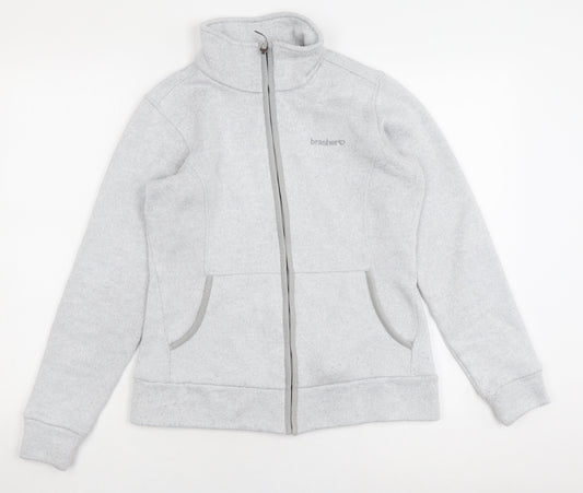 Brasher Women's Grey Mid-Length Fleece Jacket Size 12