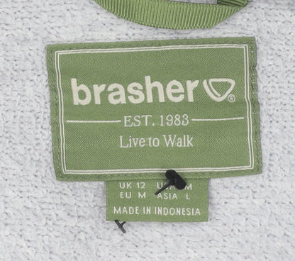 Brasher Women's Grey Mid-Length Fleece Jacket Size 12