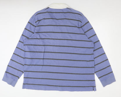 Marks and Spencer Mens Blue Striped XL Long Sleeve Shirt