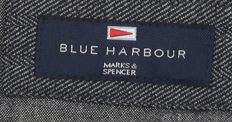 Marks and Spencer Mens Blue Striped XL Long Sleeve Shirt