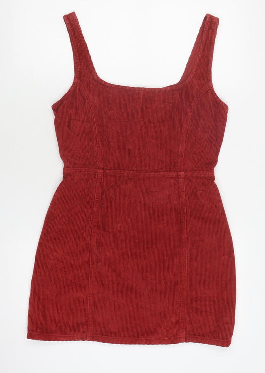 ASOS DESIGN Women's Red Corduroy Pinafore Dress